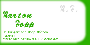 marton hopp business card